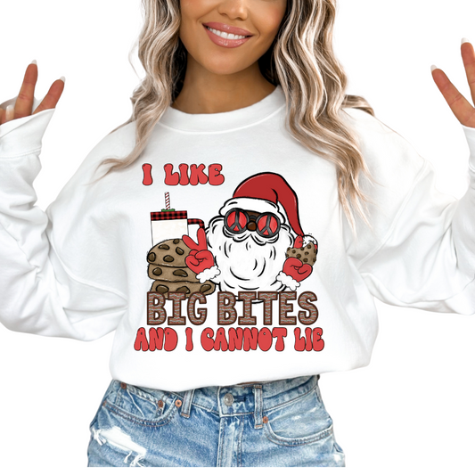 I Like Big Bites And I Cannot Lie Black Santa Christmas DTF TRANSFER  or UV DTF STICKER