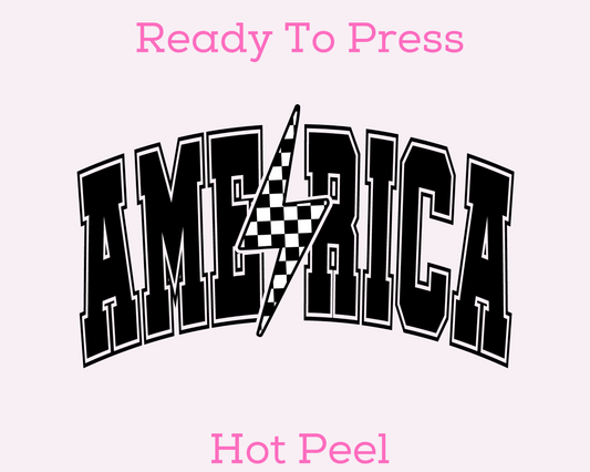 Varsity America (Black) Patriotic DTF TRANSFER or UV DTF STICKER