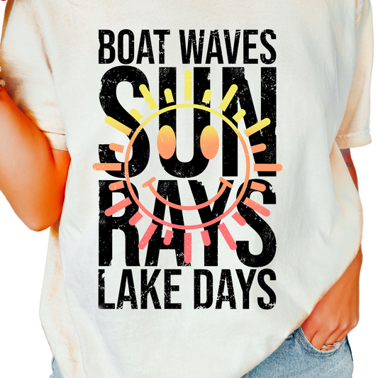 Black Sun Rays & Lake Days Summer DTF TRANSFER or UV DTF STICKER