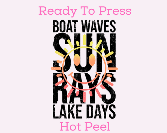 Black Sun Rays & Lake Days Summer DTF TRANSFER or UV DTF STICKER
