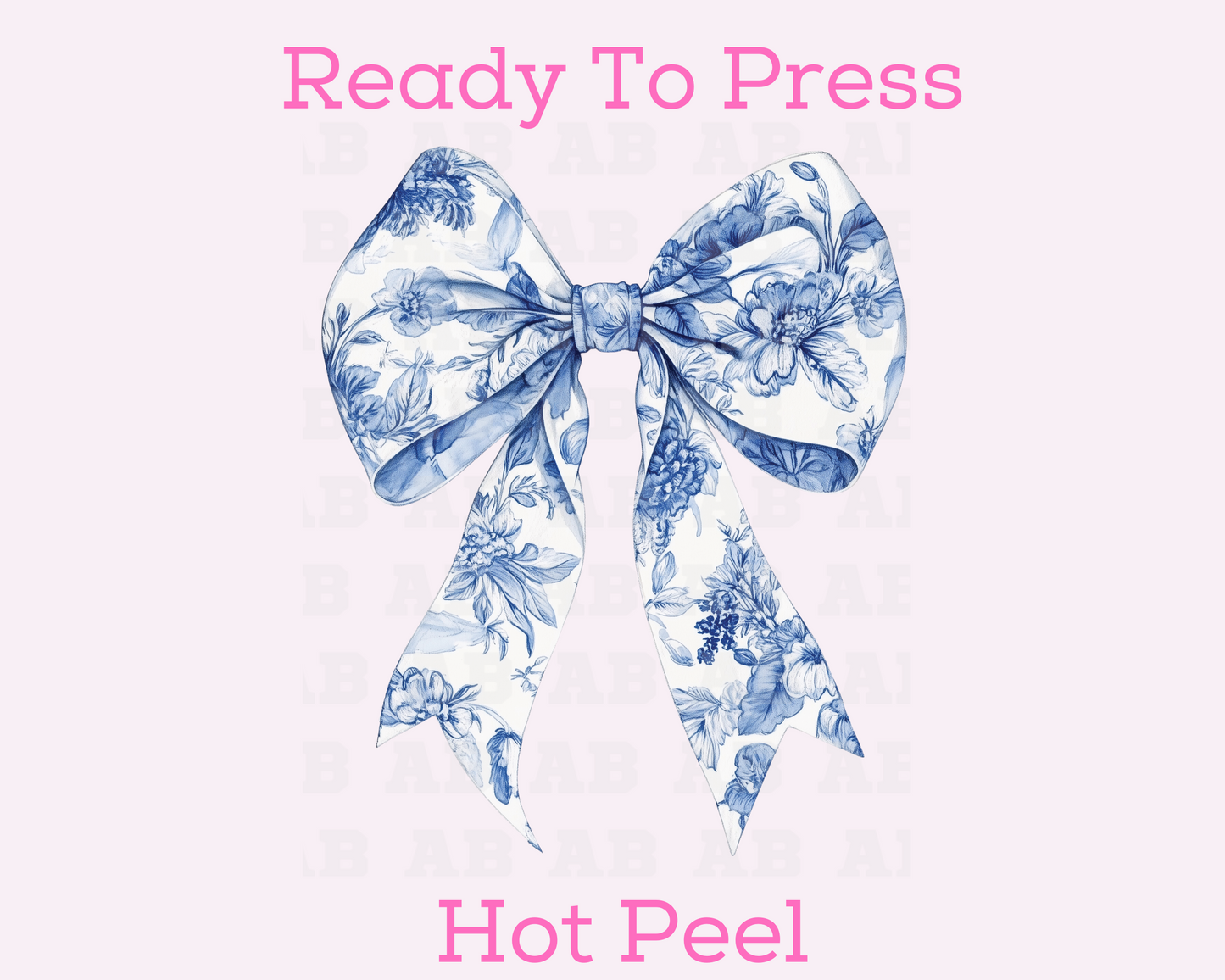 Blue Floral Coquette Bow Christmas DTF TRANSFER