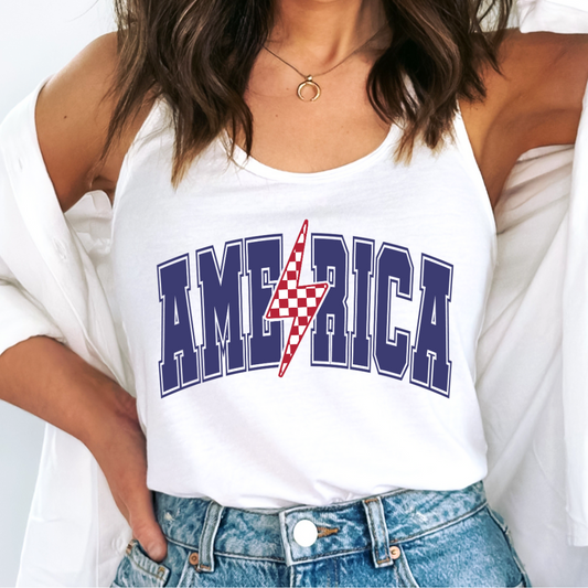 Varsity America (Blue) Patriotic DTF TRANSFER or UV DTF STICKER