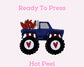 Blue Truck and Hearts Valentine DTF TRANSFER