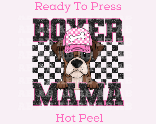 Boxer Mama (Black) Faux Sequins Faux Embroidery Mom DTF TRANSFER