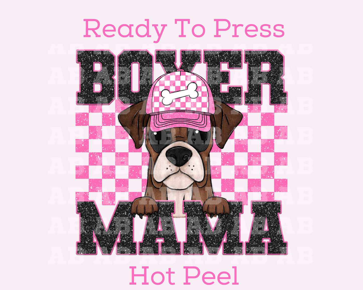 Boxer Mama (Pink) Faux Sequins Faux Embroidery Mom DTF TRANSFER