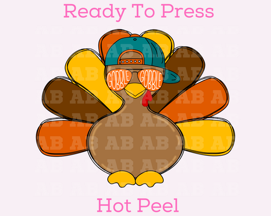 Neutral Gobble Gobble Turkey Thanksgiving DTF TRANSFER or UV DTF STICKER