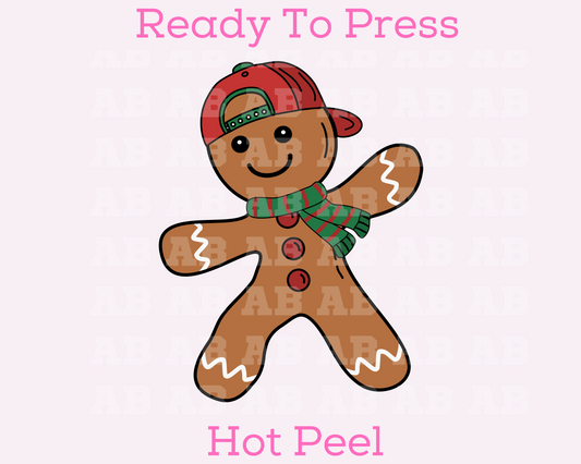 Boy Gingerbread With Hat Christmas DTF TRANSFER  or UV DTF STICKER