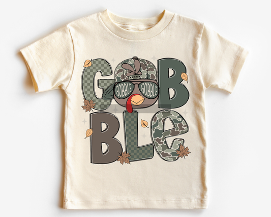 Camo BOY GOBBLE Turkey Thanksgiving DTF TRANSFER