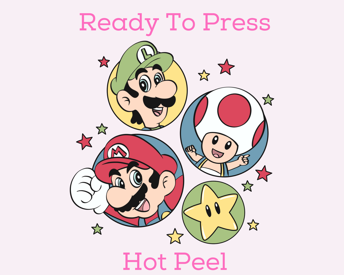 Mario, Luigi And Friends Super Mario Bros. DTF TRANSFER or UV DTF STICKER DECAL