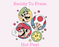 Mario, Luigi And Friends Super Mario Bros. DTF TRANSFER or UV DTF STICKER DECAL