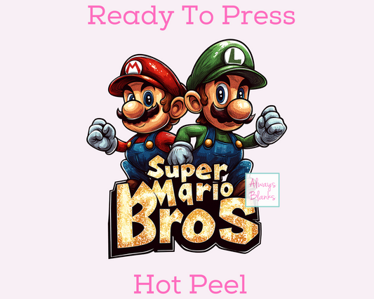 Mario And Luigi Super Mario Bros Character DTF TRANSFER 