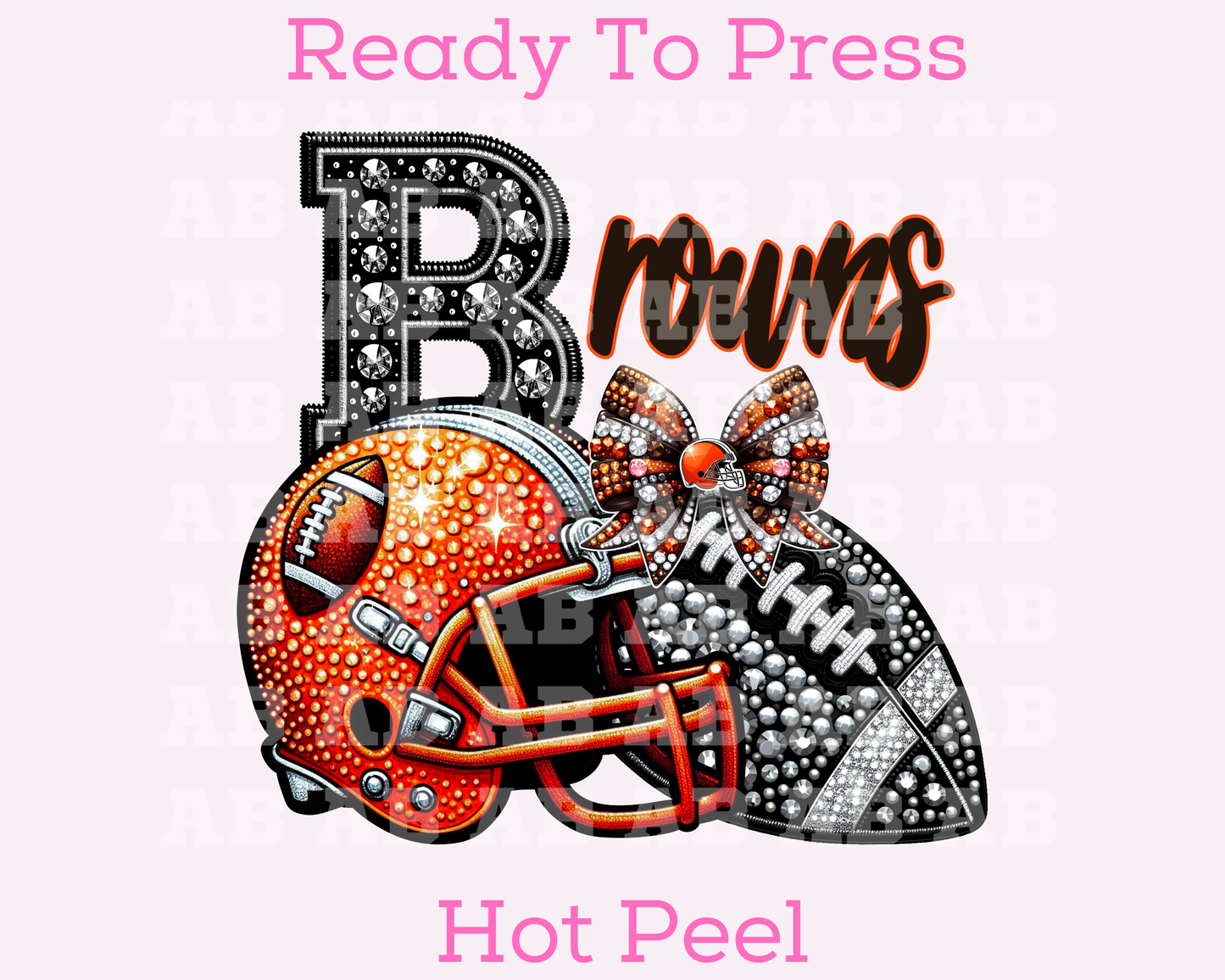 Browns Faux Sequins Faux Embroidery Football DTF TRANSFER