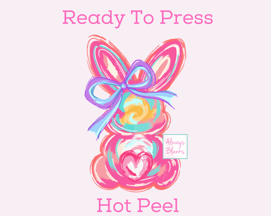 Pink Brushstroke Bunny With A Bow Easter DTF TRANSFER