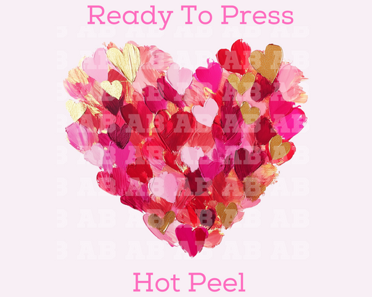 Pink Brush Stroke Heart Valentine's Day DTF TRANSFER or UV DTF STICKER