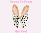 Bunny Ears (Faux Glitter) Brushstroke Coquette Bow Easter DTF TRANSFER