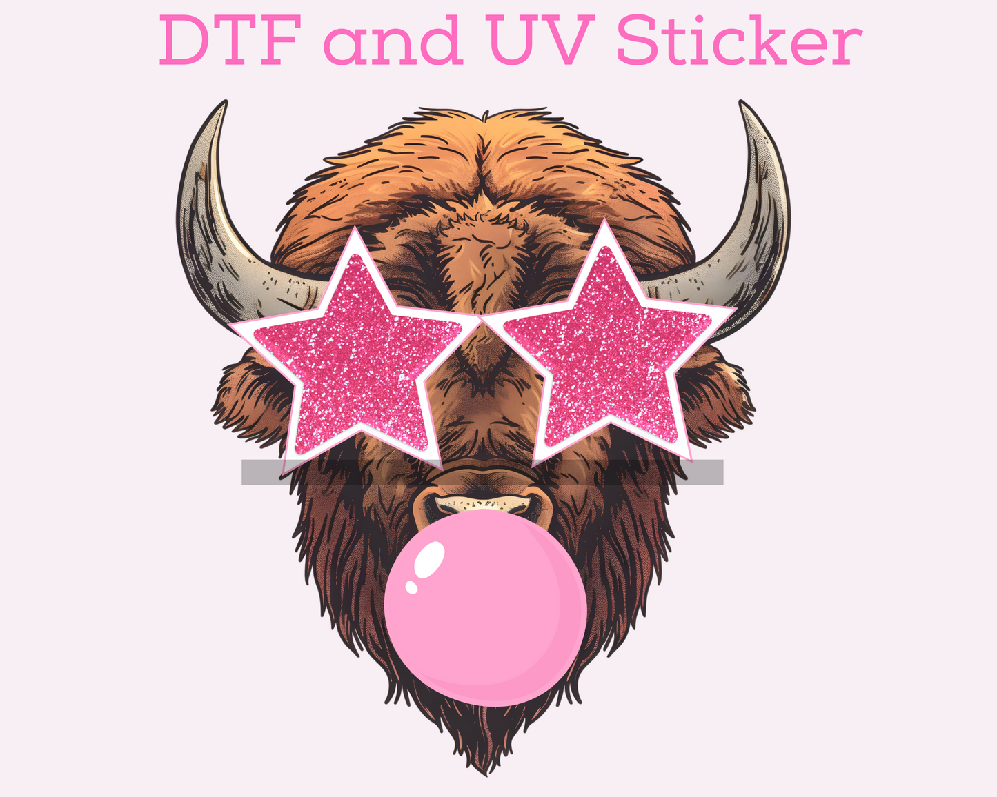 Buffalo Blowing Bubble Sports School Mascot DTF TRANSFER or UV DTF STICKER
