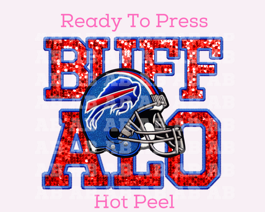 NFL Buffalo Bills Faux Sequins Faux Embroidery Football DTF TRANSFER