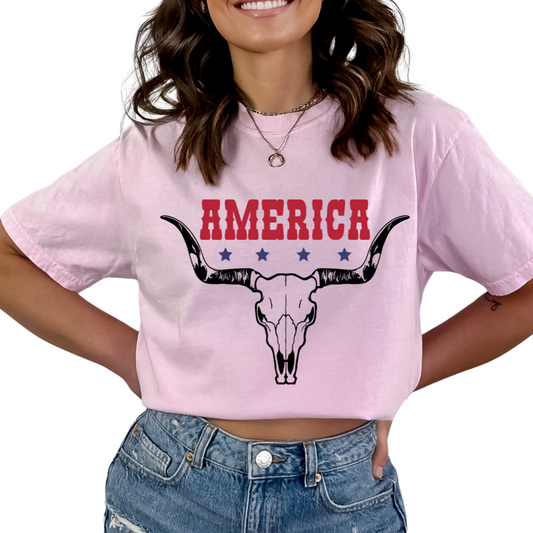 American Bull Western Patriotic DTF TRANSFER or UV DTF STICKER