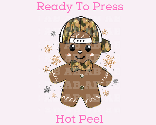 Brushstroke Camo Gingerbread Boy Christmas DTF TRANSFER