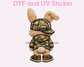 Camo Boy Bunny Easter DTF TRANSFER or UV DTF STICKER