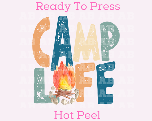 Distressed Camp Life Fire Summer DTF TRANSFER or UV DTF STICKER