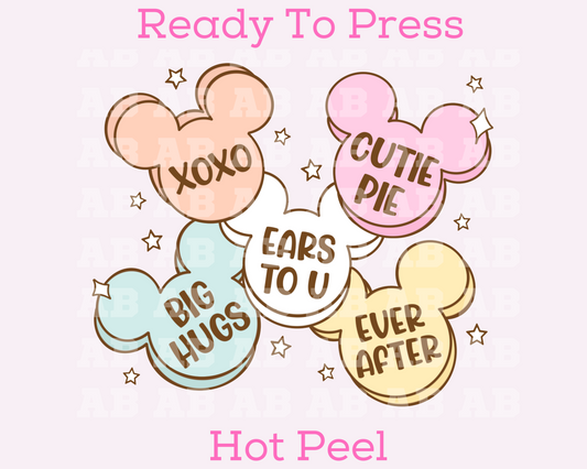 Disney Conversation Candy Hearts Disney Valentine's Day DTF TRANSFER