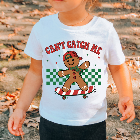 Can't Catch Me, Skateboarding Gingerbread Boy Christmas DTF TRANSFER