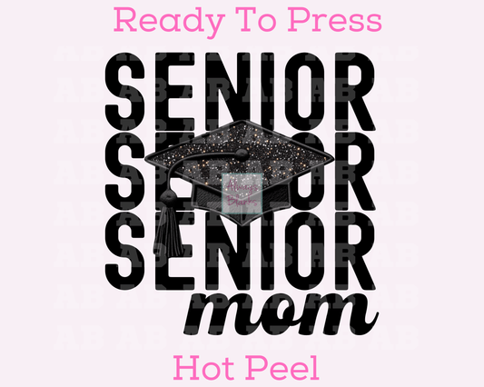 Faux Embroidery Cap Senior Mom Graduation DTF TRANSFER or UV DTF STICKER DECAL