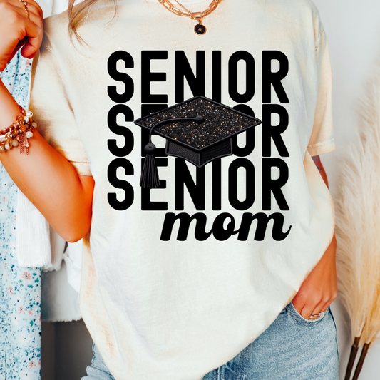 Faux Embroidery Cap Senior Mom Graduation DTF TRANSFER or UV DTF STICKER DECAL