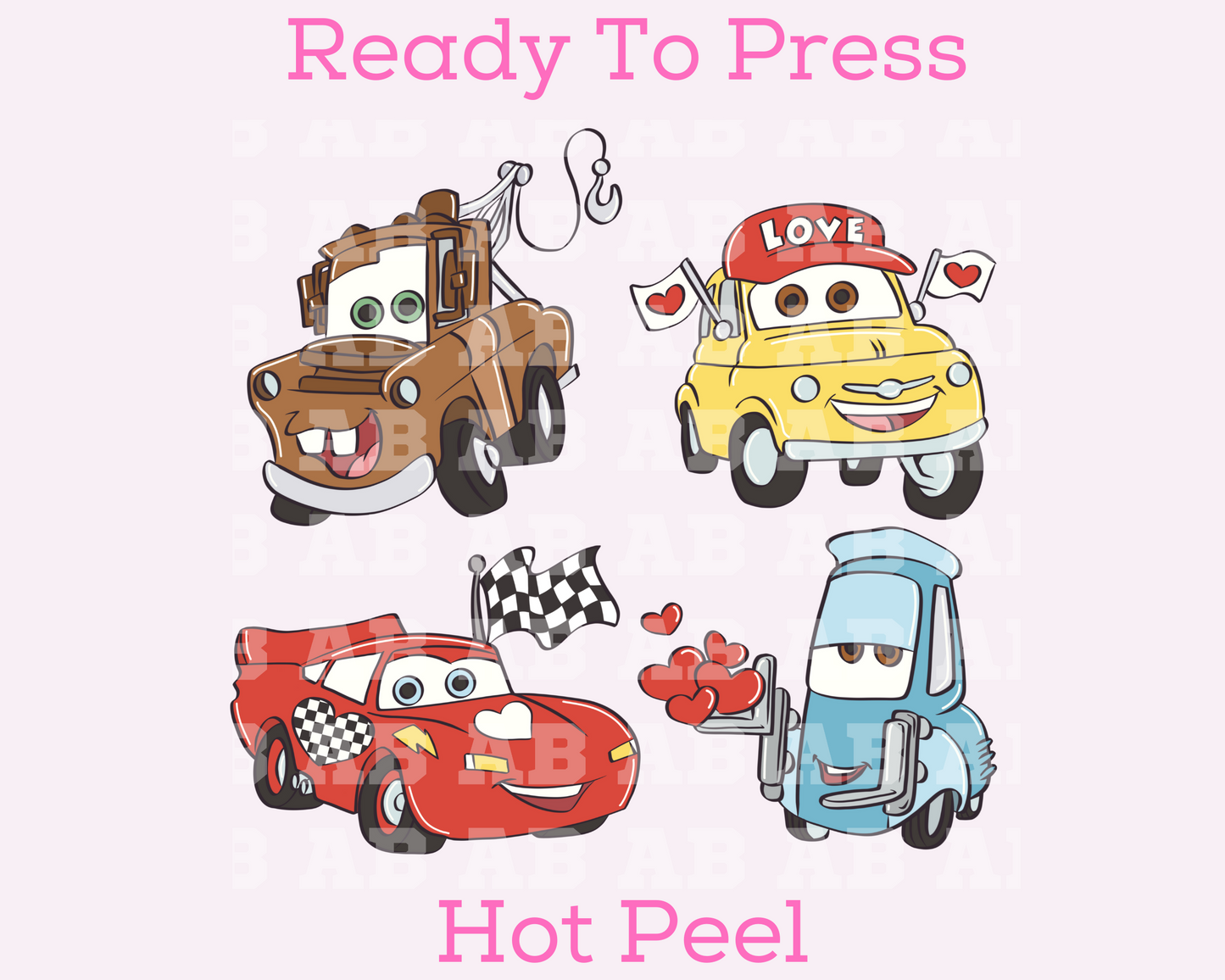 Lightning McQueen Cars Collage (Boy) Disney Valentine's Day DTF TRANSFER