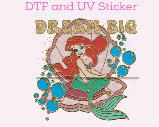 Magical Water Princess DTF TRANSFER Dream Big  UV DTF STICKER