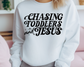 Chasing Toddlers and Jesus, Religious DTF TRANSFER or UV DTF STICKER