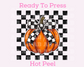 Coquette Bow Checkered Pumpkins Fall DTF TRANSFER or UV DTF STICKER DECAL