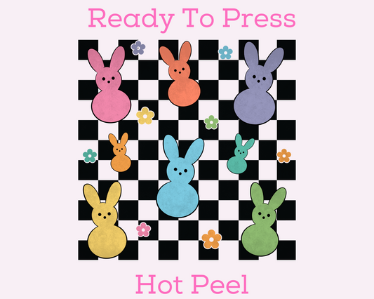 Checkered Peeps Easter DTF TRANSFER