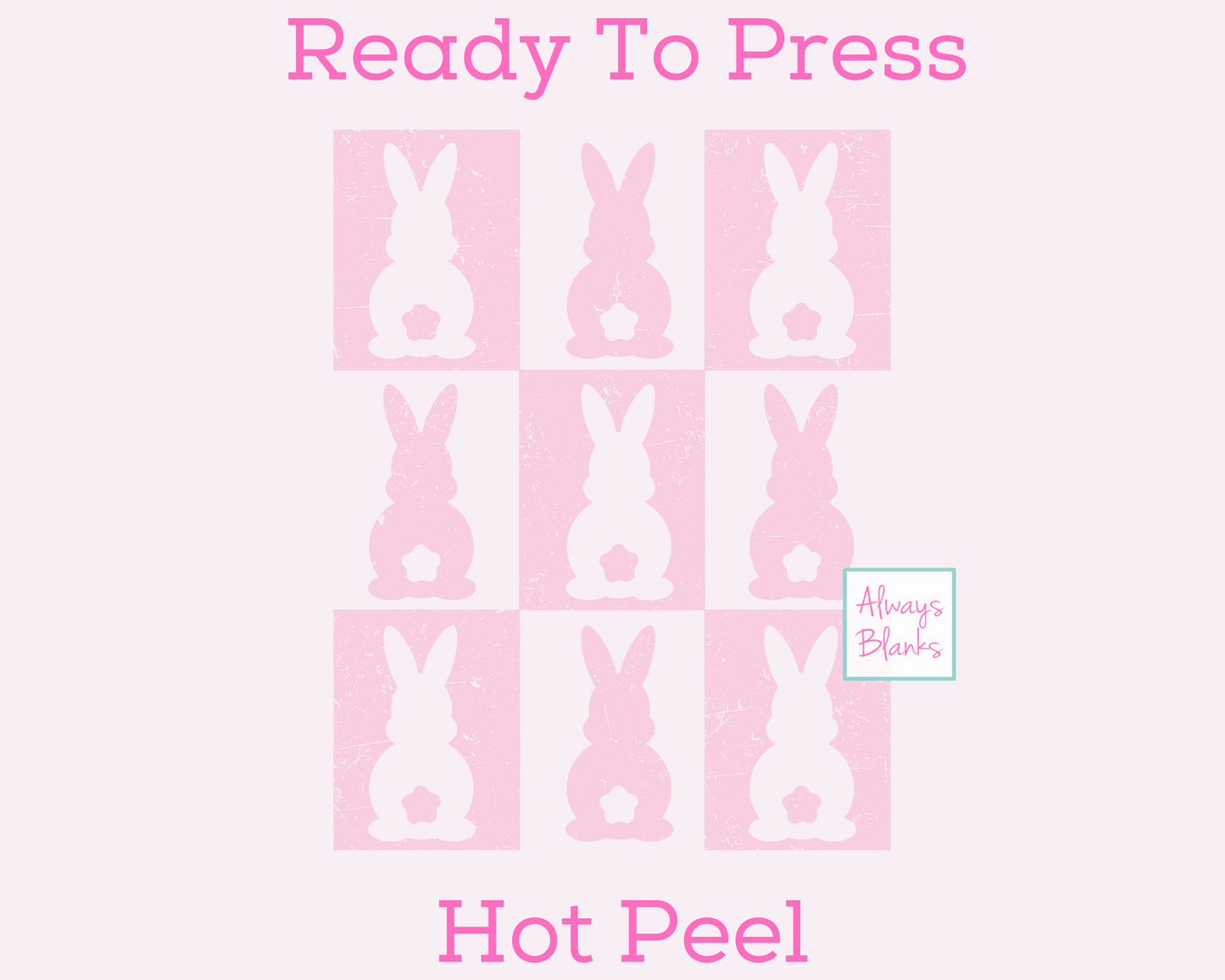 Checkered Pink Bunny Collage (Distressed) Easter DTF TRANSFER