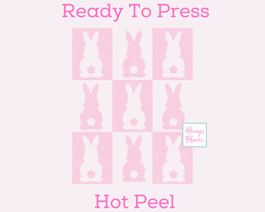 Checkered Pink Bunny Collage (Distressed) Easter DTF TRANSFER