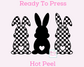 Checkered Bunny Trio (Heart Tails) Easter DTF TRANSFER