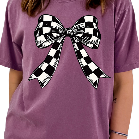 Checkered Coquette Bow Trendy DTF TRANSFER or UV DTF STICKER DECAL