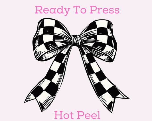 Checkered Coquette Bow Trendy DTF TRANSFER or UV DTF STICKER DECAL