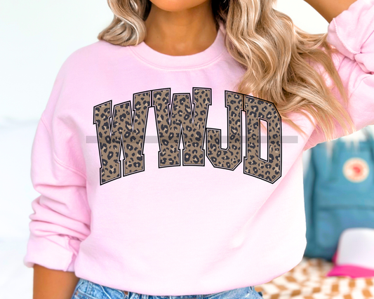 WWJD Leopard What would Jesus Do Faith Based Religious DTF TRANSFER or UV DTF STICKER