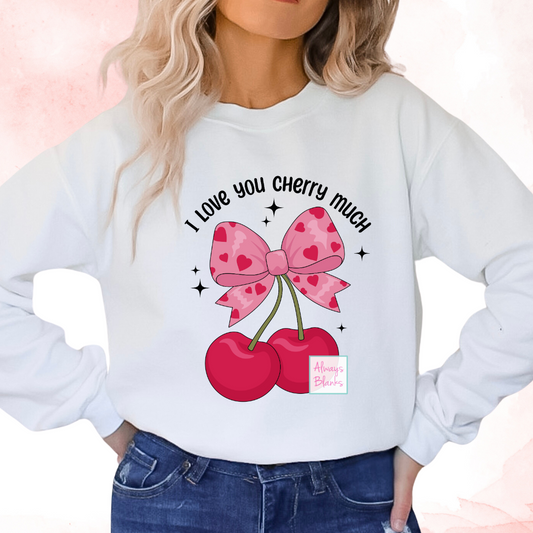 I Love You Cherry Much Coquette Bow Trendy Valentine's Day DTF TRANSFER