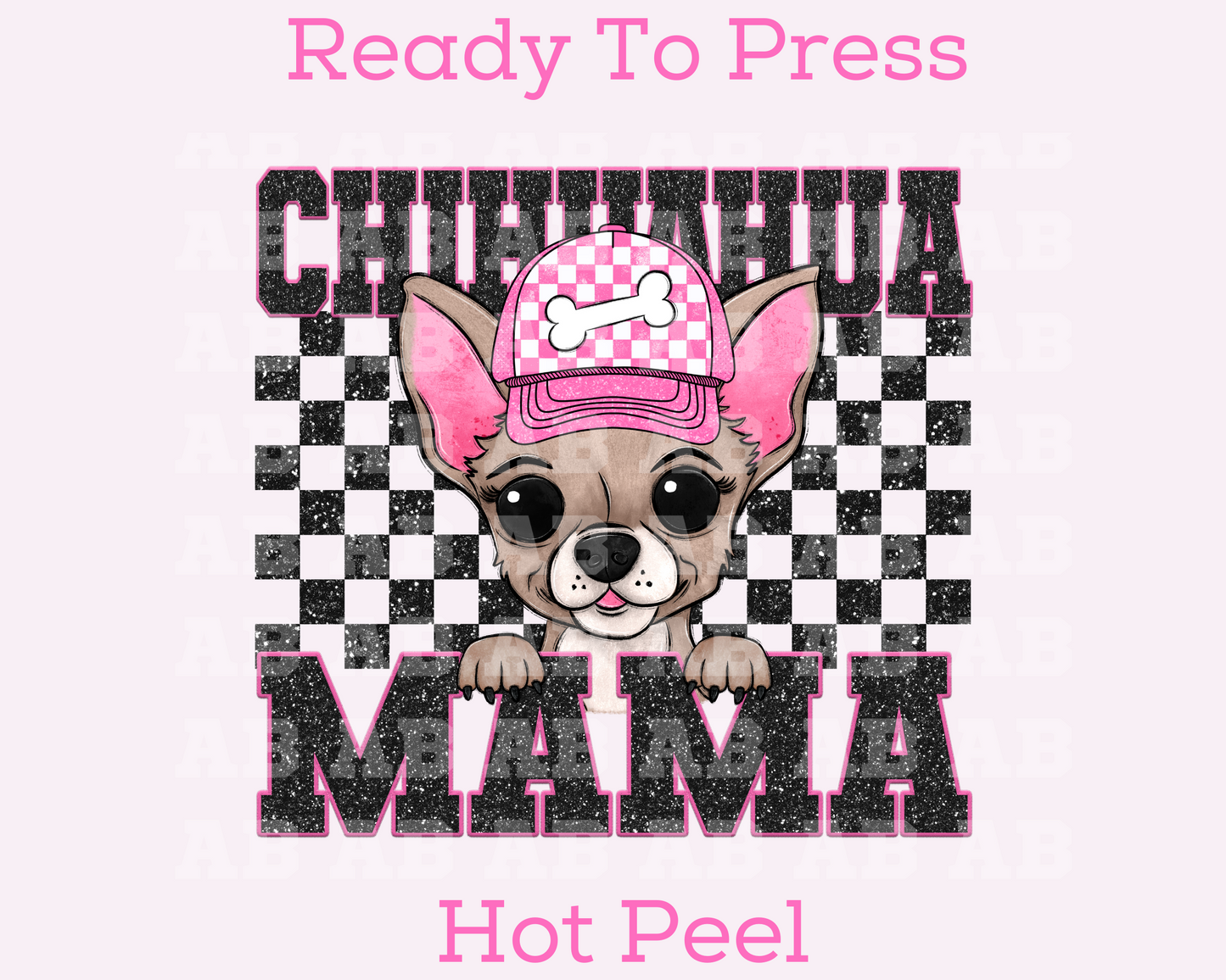 Chihuahua Mama (Black) Faux Sequins Faux Embroidery Mom DTF TRANSFER