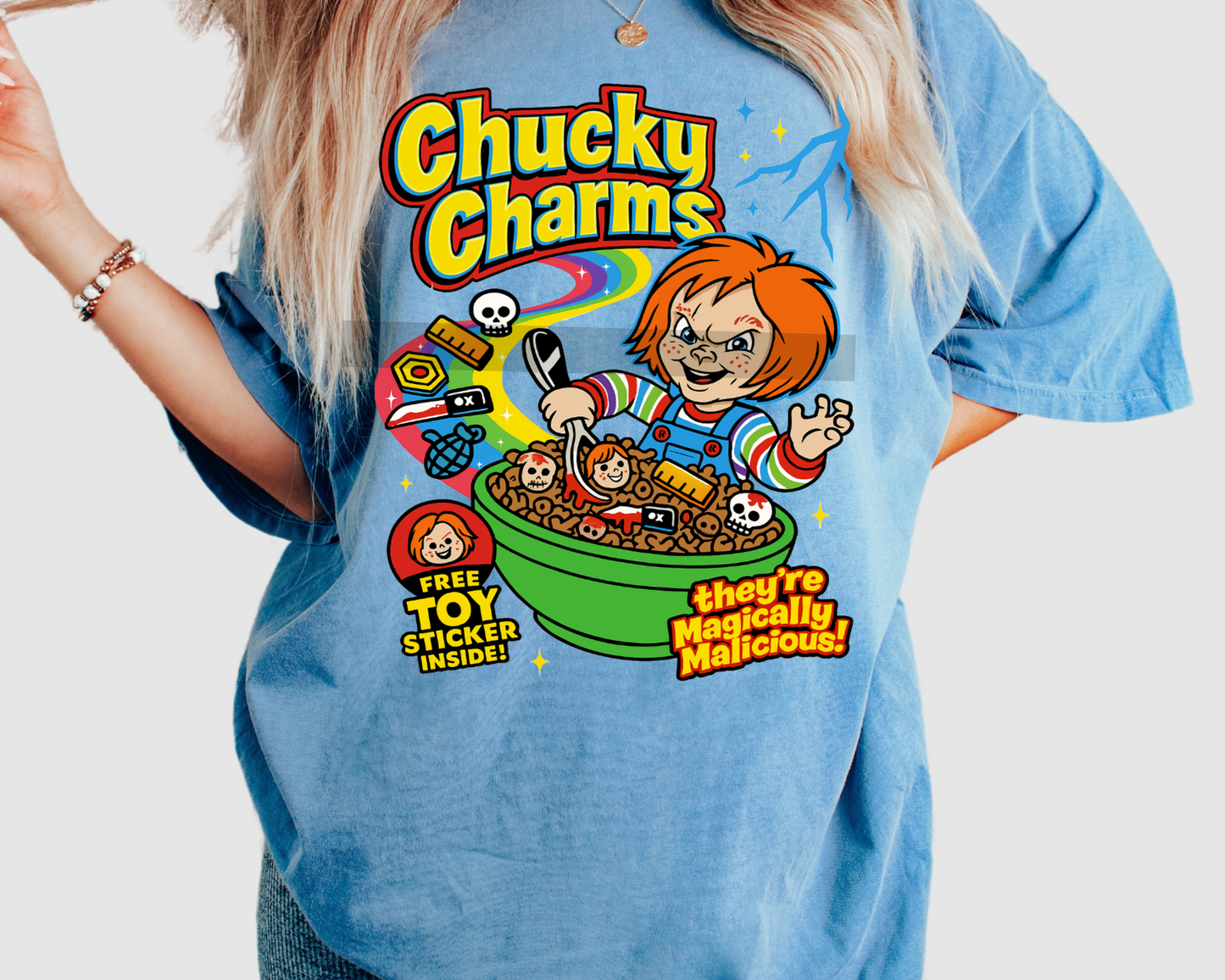 Chucky Charms Cereal Halloween DTF TRANSFER or UV DTF STICKER