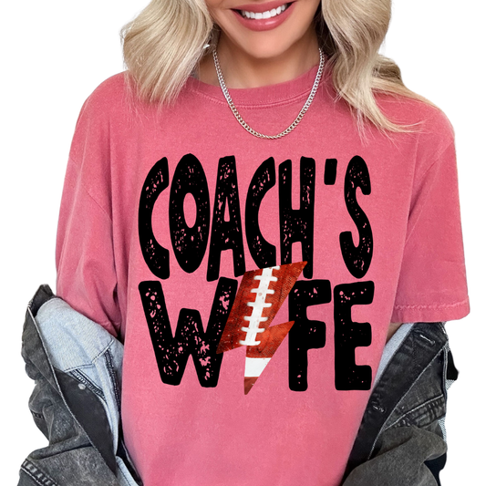 Coach's Wife Football (Distressed) Football DTF TRANSFER or UV DTF STICKER DECAL