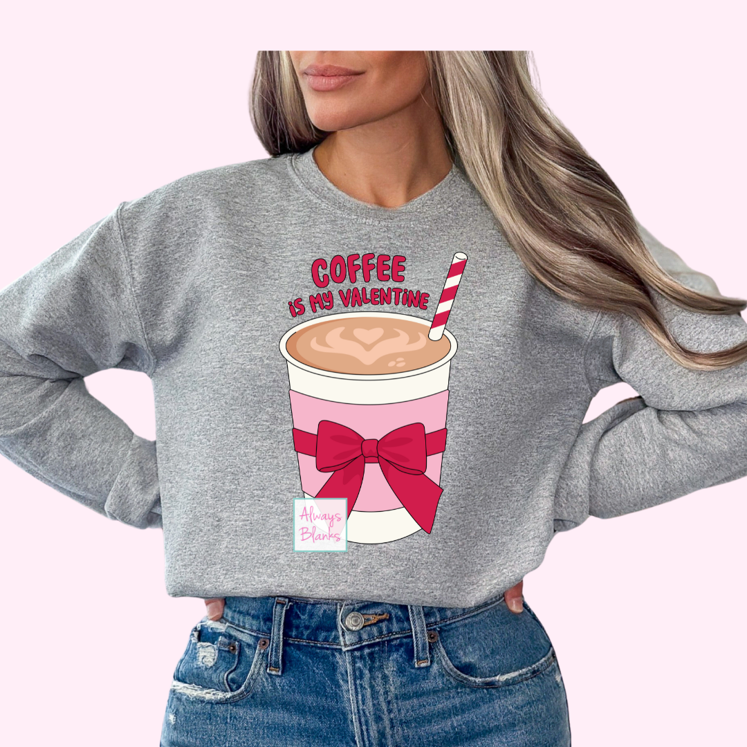 Coffee Is My Valentine (Coffee) Coquette Bow Valentine's Day DTF TRANSFER