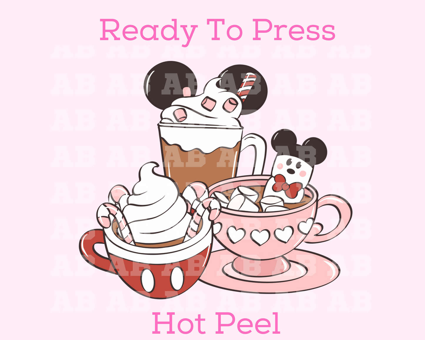 Peppermint Coffee Cup Trio Disney Christmas DTF TRANSFER or Uv Dtf Sticker