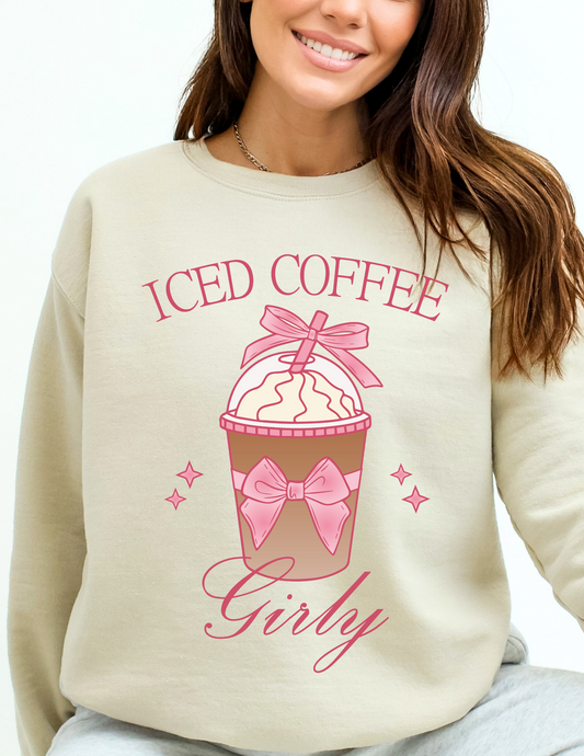 Iced Coffee Girly Coquette Bow DTF TRANSFER or UV DTF STICKER DECAL