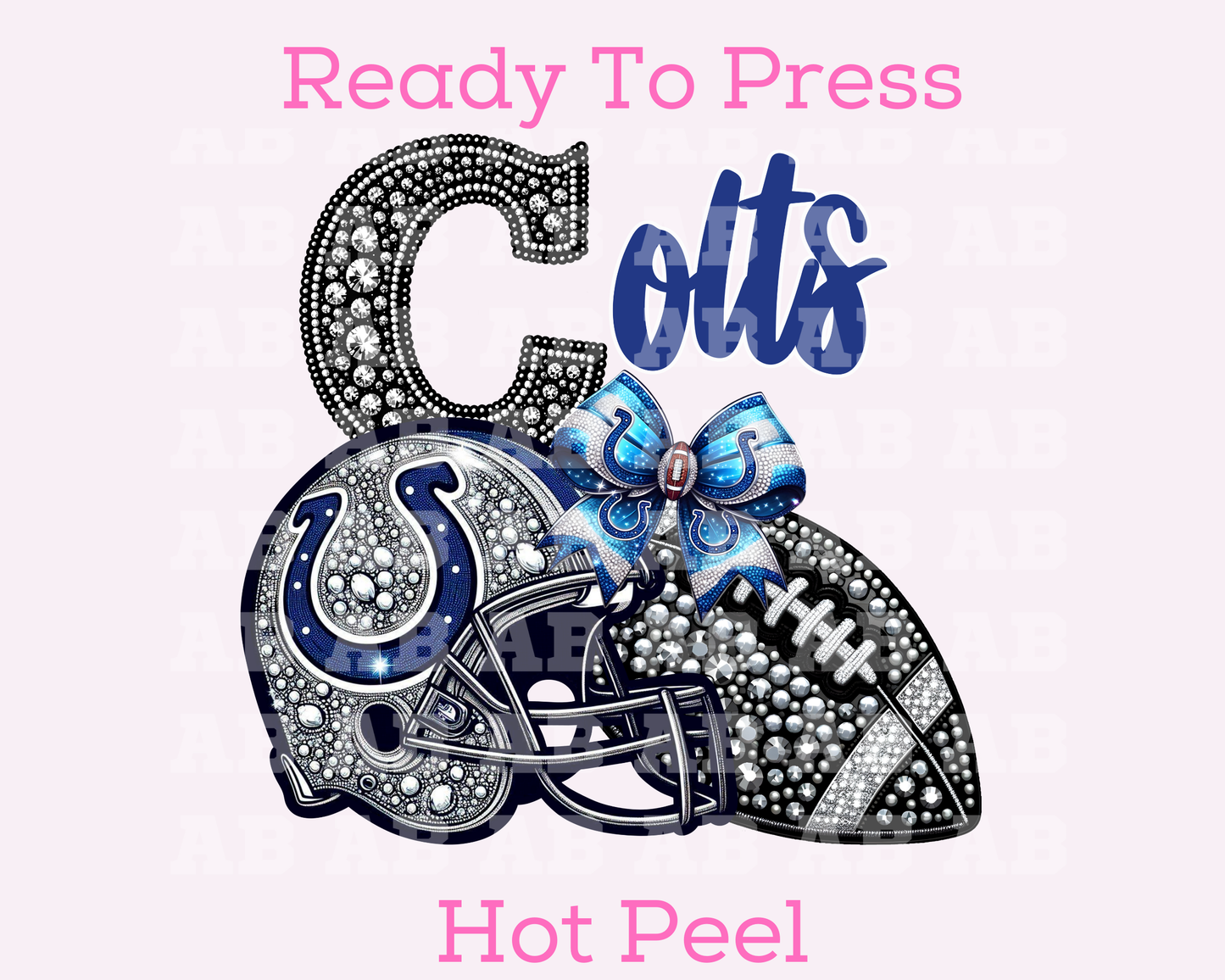 Colts Faux Sequins Faux Embroidery Football DTF TRANSFER