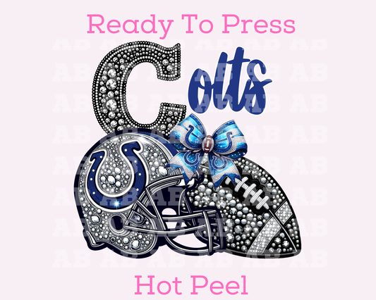 Colts Faux Sequins Faux Embroidery Football DTF TRANSFER