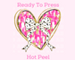 Confetti Coquette Bow (Faux Sequins) Pink Brush Stroke Heart Valentine's Day DTF TRANSFER